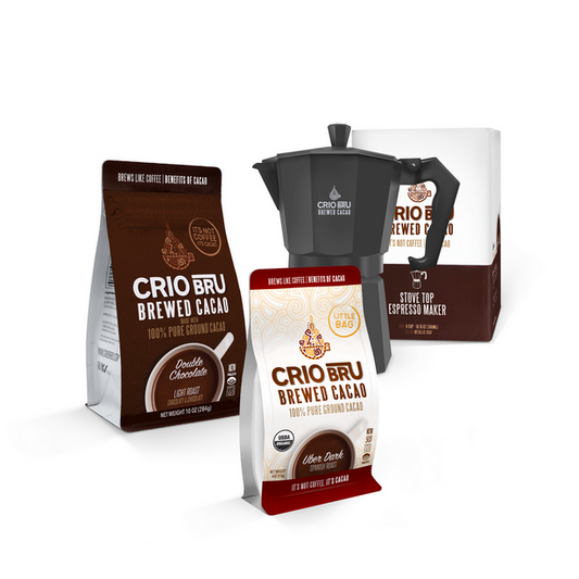 Crio Bru Mini 6 cup stovetop espresso maker welcome starter set