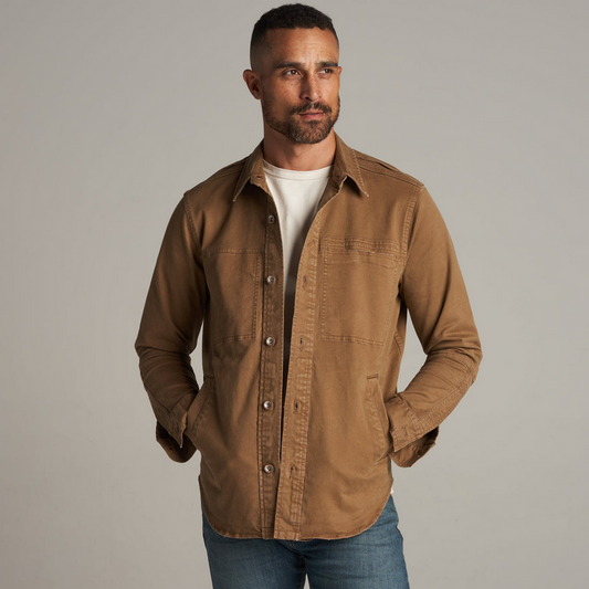 Rowan Men's Orion Mid-Century Twill Shirt Jacket - Umber