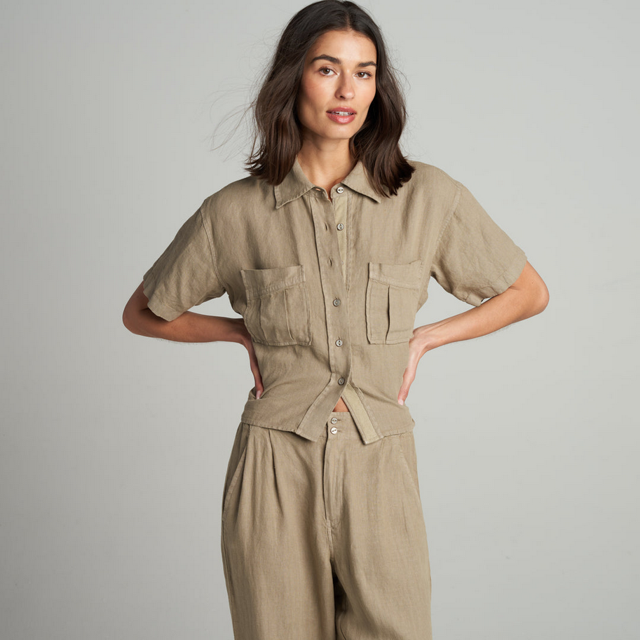 Rowan Women's Sloane Short Sleeve Linen Blouse
