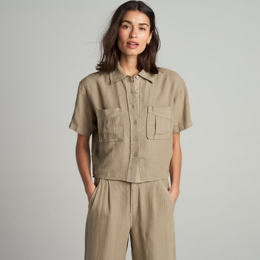 Rowan Women's Sloane Short Sleeve Linen Blouse