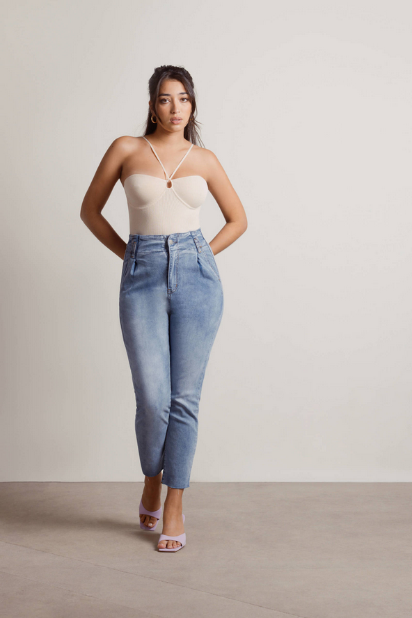 Tobi Cheviot Hills Tapered Jeans - Light Wash