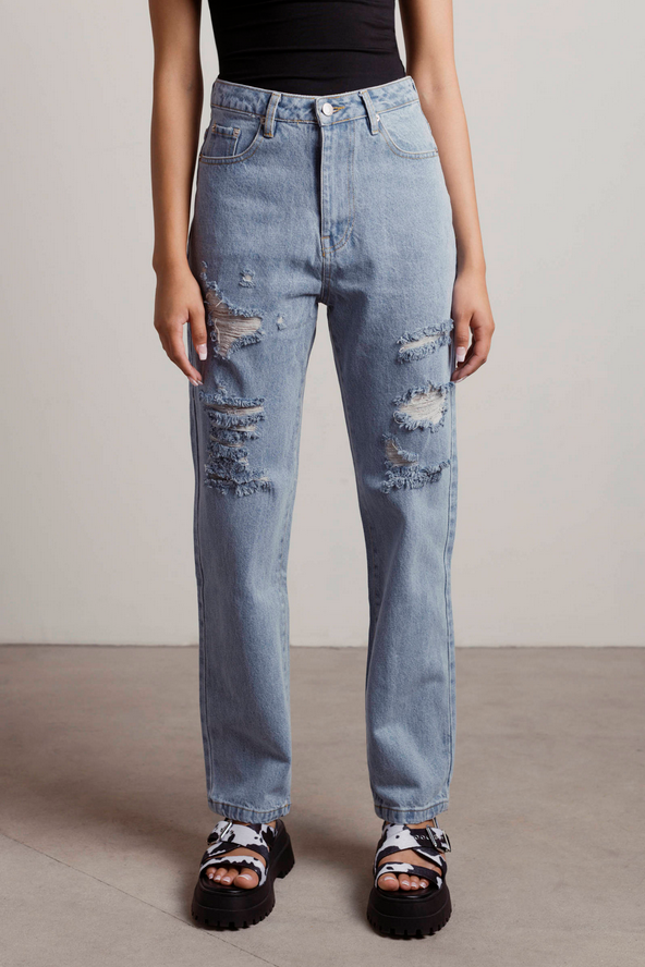 Tobi Elysian Heights Distressed Jeans - Light Wash