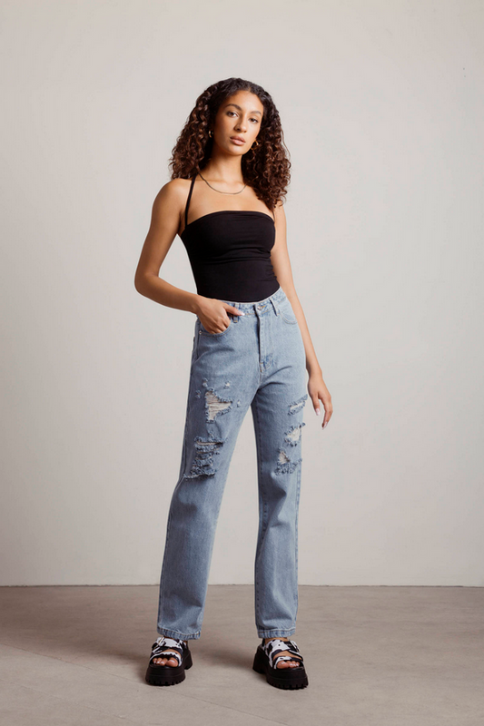 Tobi Elysian Heights Distressed Jeans - Light Wash