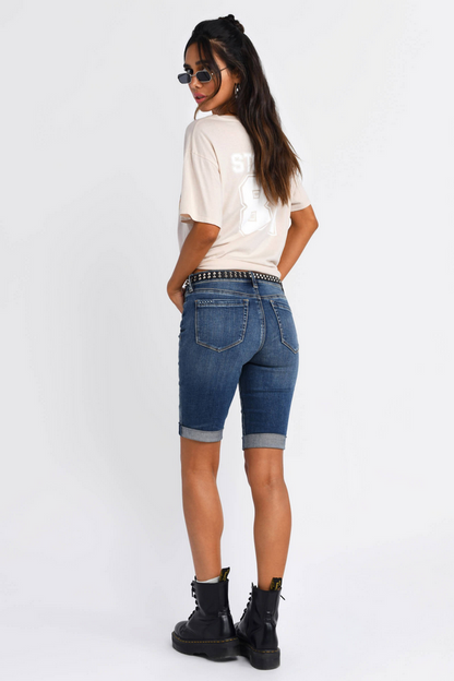 Tobi Blank NYC Vendetta Denim Shorts - Dark Wash