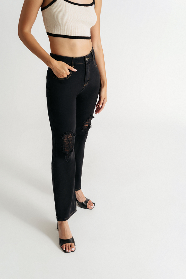 Tobi Mission Hills Distressed Jeans - Black
