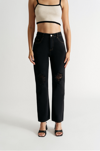 Tobi Mission Hills Distressed Jeans - Black