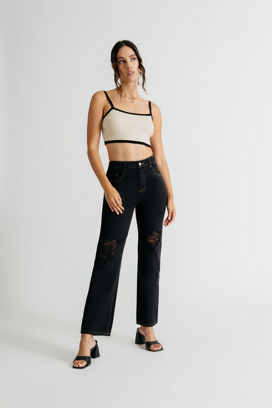 Tobi Mission Hills Distressed Jeans - Black