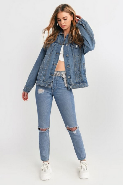 Tobi Firestone Studded Jacket - Medium Wash