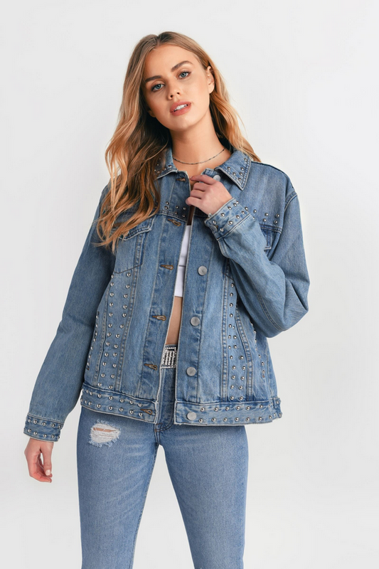 Tobi Firestone Studded Jacket - Medium Wash