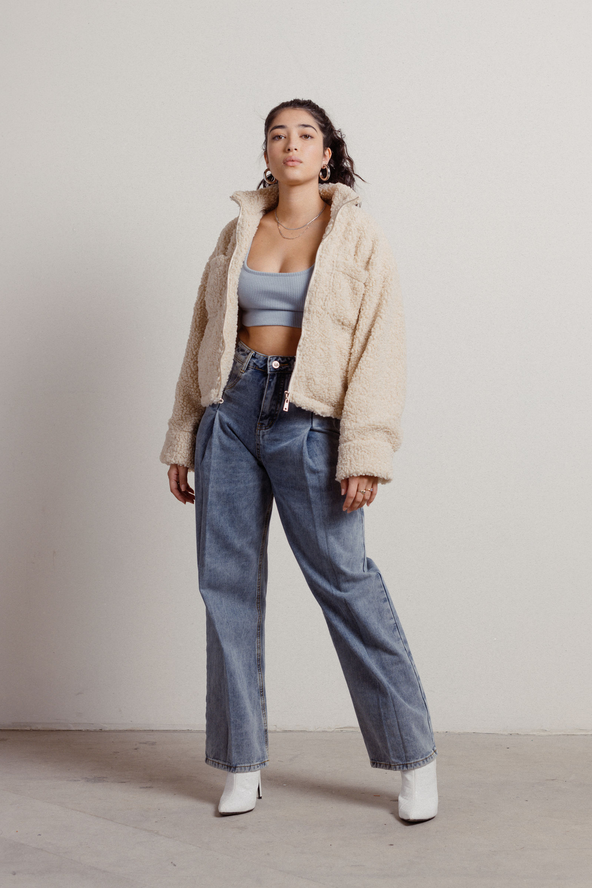 Tobi Fuzzy Wuzzy Sherpa Jacket - Cream