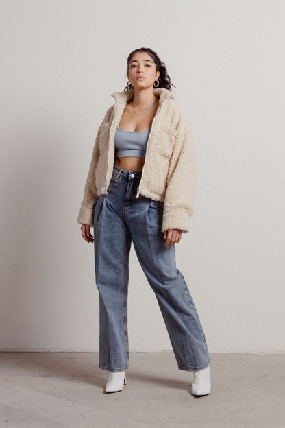 Tobi Fuzzy Wuzzy Sherpa Jacket - Cream