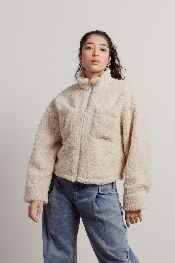 Tobi Fuzzy Wuzzy Sherpa Jacket - Cream