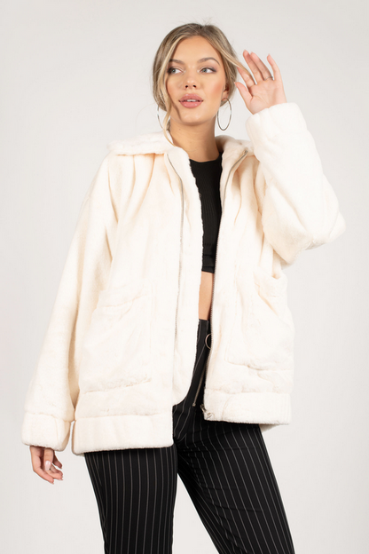 Tobi Foxy Faux Fur Jacket - Ivory