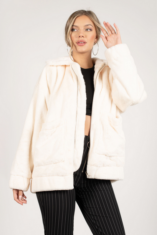 Tobi Foxy Faux Fur Jacket - Ivory