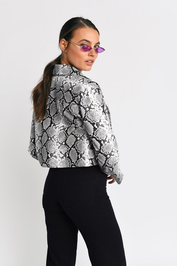 Tobi Trussst Me Cropped Jacket - White Multi