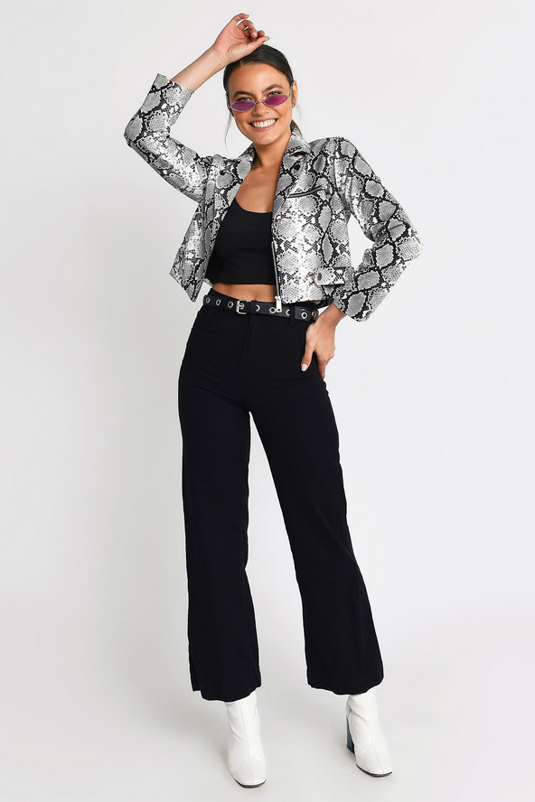 Tobi Trussst Me Cropped Jacket - White Multi