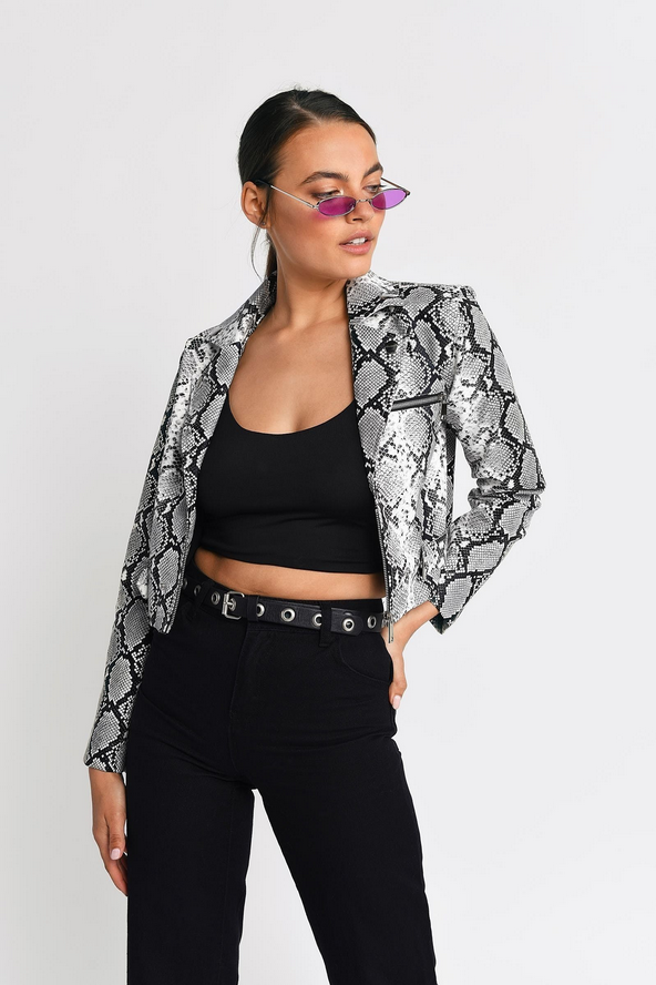 Tobi Trussst Me Cropped Jacket - White Multi