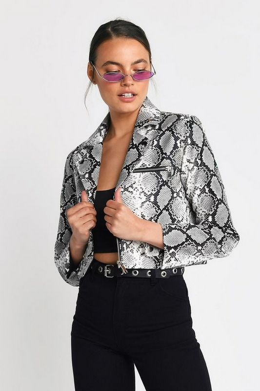 Tobi Trussst Me Cropped Jacket - White Multi