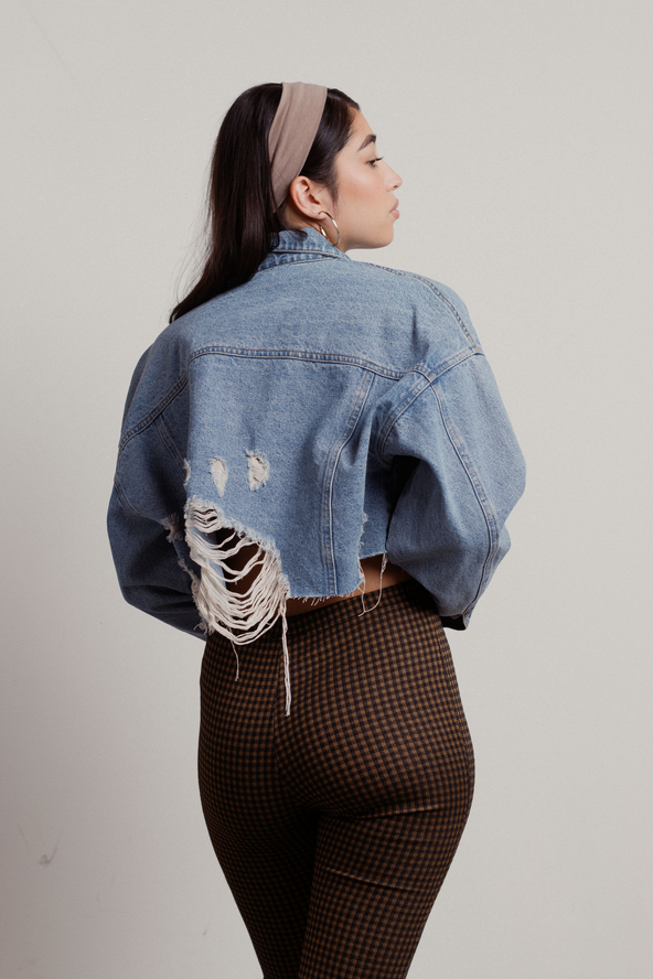 Tobi Shirley Cropped Jacket - Light Wash