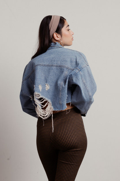 Tobi Shirley Cropped Jacket - Light Wash