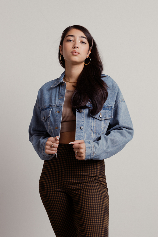 Tobi Shirley Cropped Jacket - Light Wash