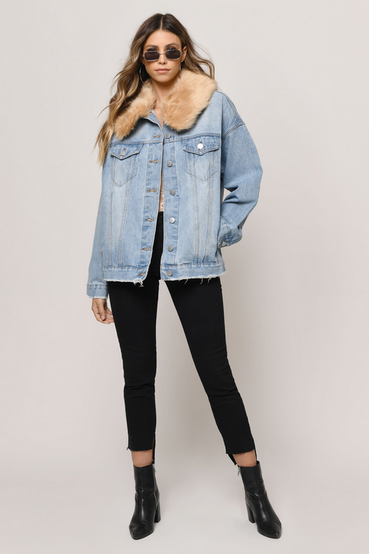 Tobi Grant Oversized Jacket - Light Wash