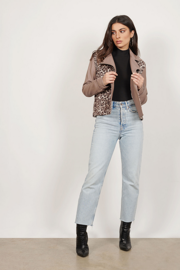 Tobi The Wild Side Moto Jacket - Taupe Multi