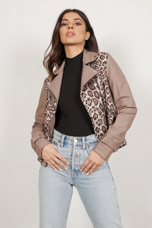 Tobi The Wild Side Moto Jacket - Taupe Multi