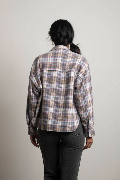 Tobi So Lucky Plaid Shacket - Cream Multi