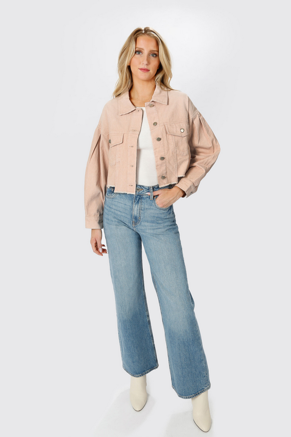 Tobi Let Me Down Cropped Jacket - Pink