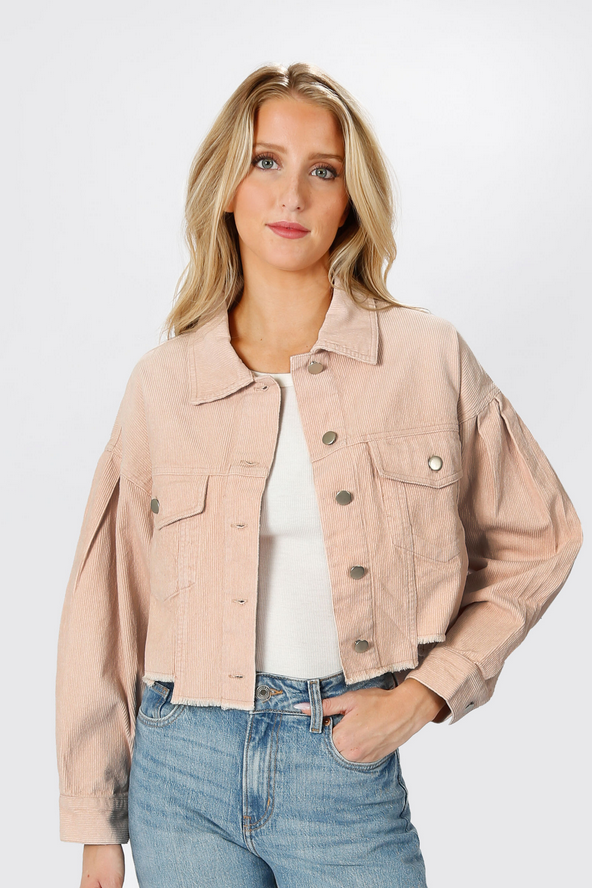 Tobi Let Me Down Cropped Jacket - Pink