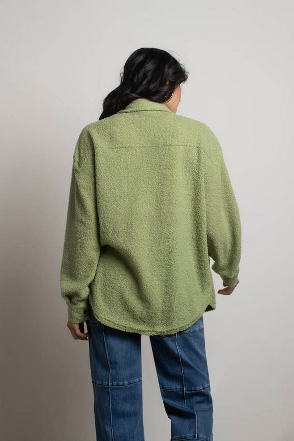 Tobi Lynette Button Up Shacket - Avocado
