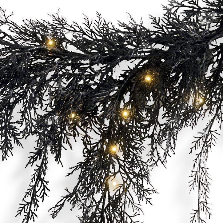 Grandin Road Pre-lit Weeping Black Garland