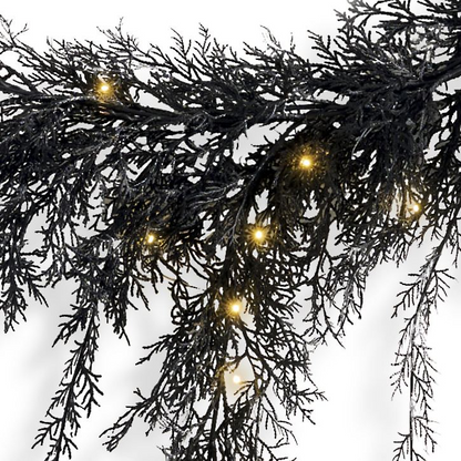 Grandin Road Pre-lit Weeping Black Garland