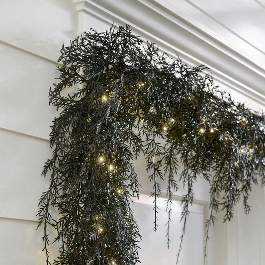 Grandin Road Pre-lit Weeping Black Garland