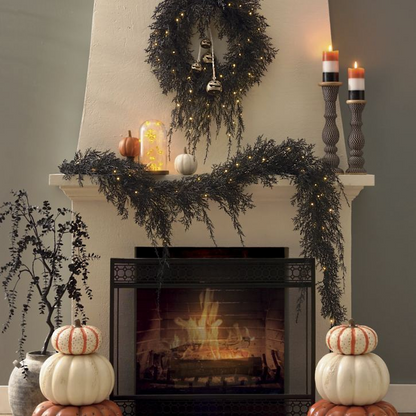 Grandin Road Pre-lit Weeping Black Wreath