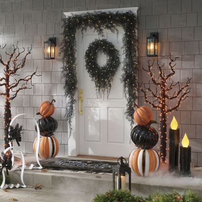 Grandin Road Pre-lit Weeping Black Wreath