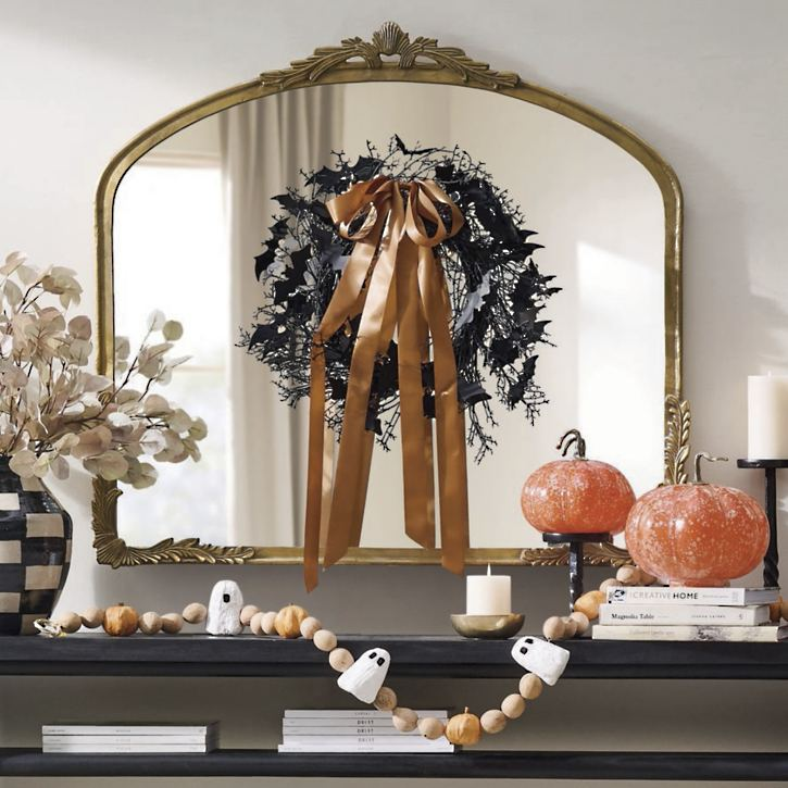 Grandin Road Batty Wreath with Ribbon, 18"