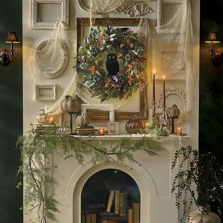 Grandin Road Mystical Halloween Wreath with Owl, 28"