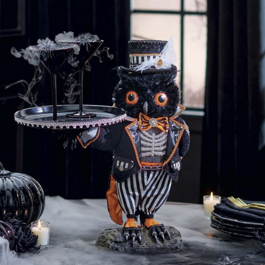 Grandin Road Katherine's Collection Macabre Owl Tabletop Server