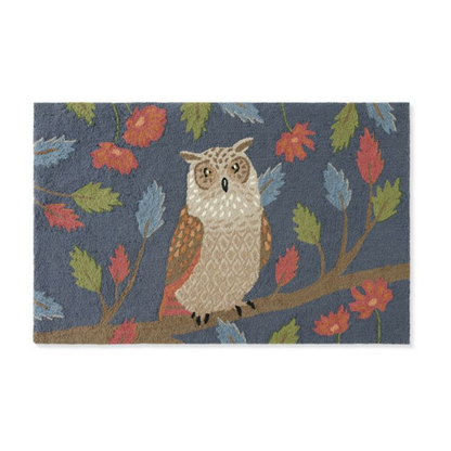 Grandin Road Olivine Owl Hooked Door Mat