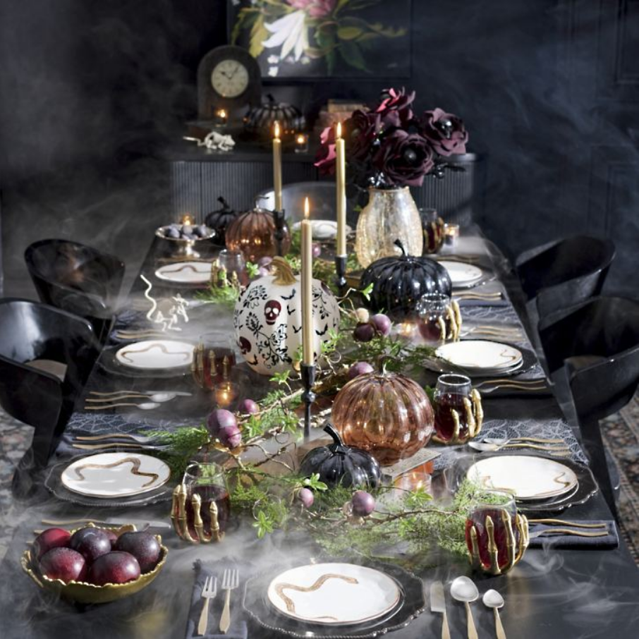 Grandin Road Black Glass Pumpkin, Set of Two