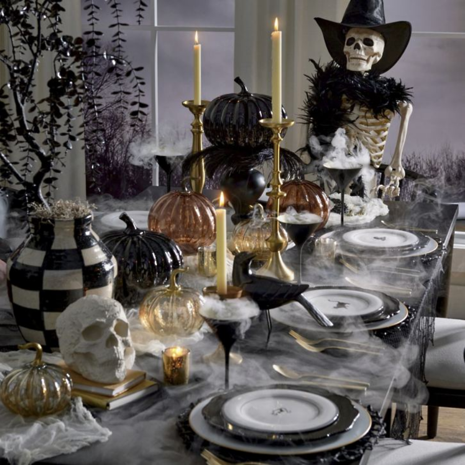 Grandin Road Black Glass Pumpkin, Set of Two