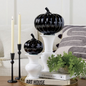Grandin Road Black Glass Pumpkin, Set of Two
