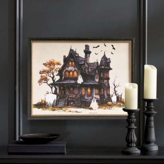 Grandin Road Framed Haunted House Wall Art