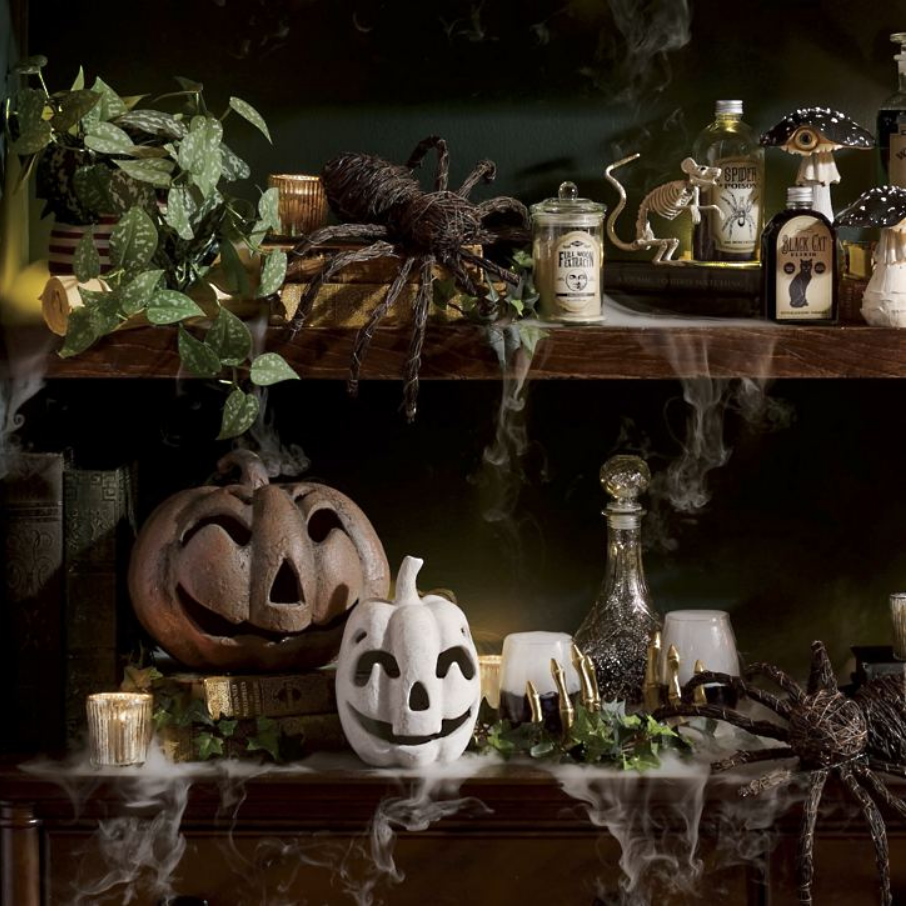 Grandin Road Phantom Face Pumpkin, Set of Two