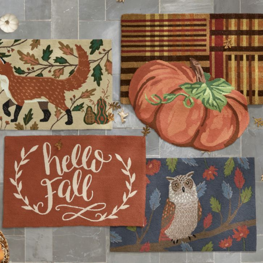 Grandin Road Autumnal Plaid Coir Door Mat