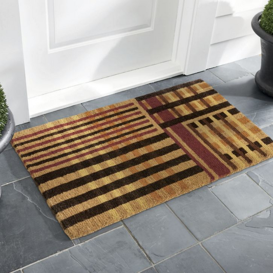 Grandin Road Autumnal Plaid Coir Door Mat