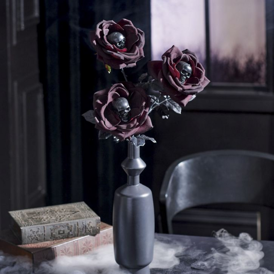 Grandin Road Rose Skull Stem, Set of Three