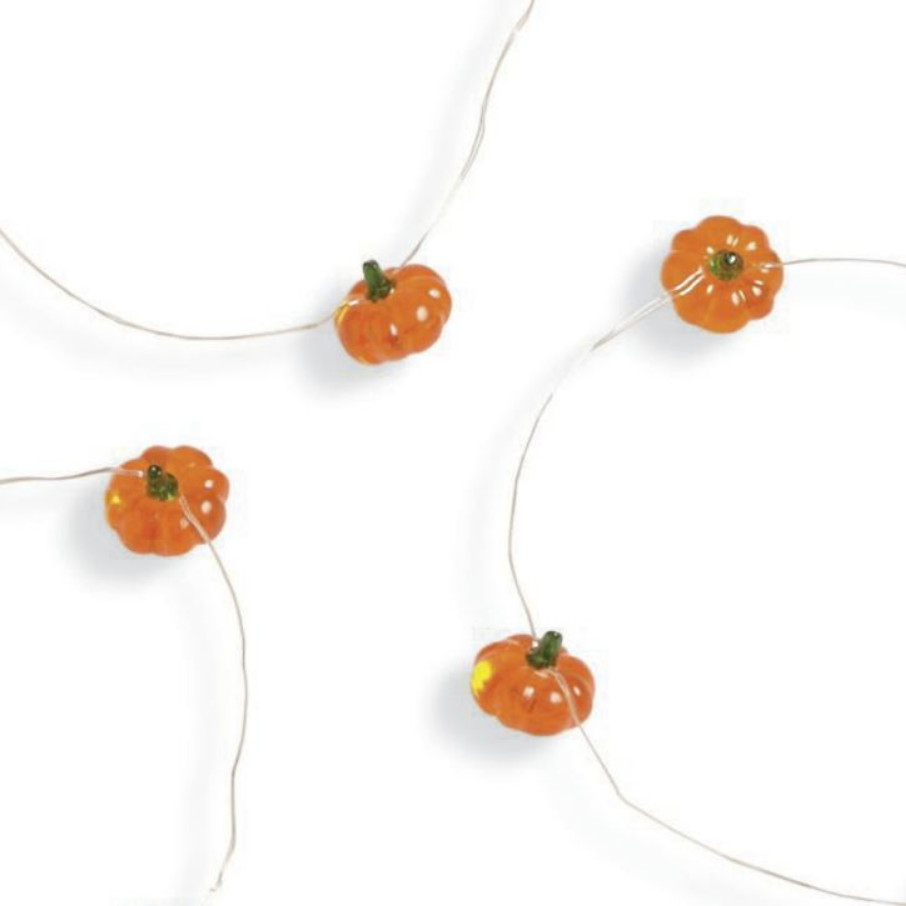 Grandin Road Mini Pumpkin String Lights, Set of Two